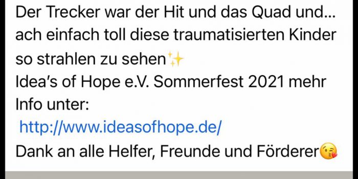 Sommerfest 2021 Ideas of Hope e.V. für traumatisierte Kinder